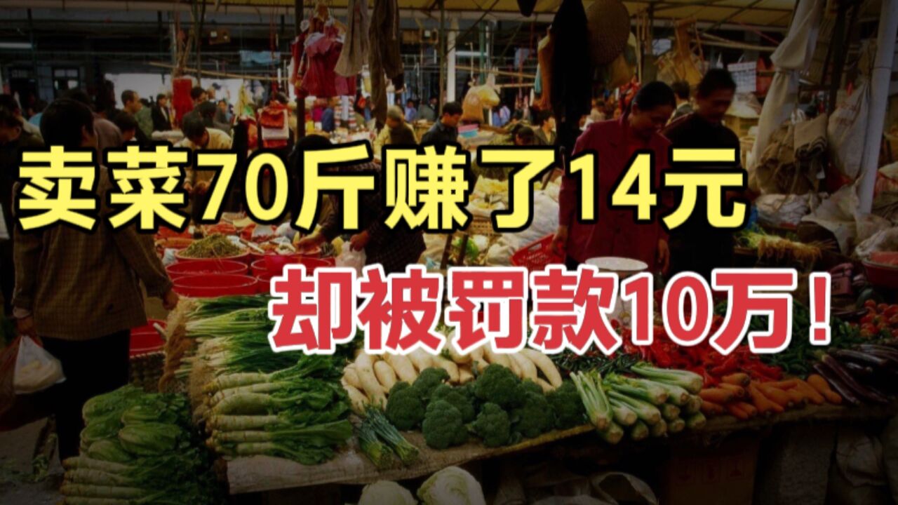 帮邻居卖菜70斤赚了14元,却被罚10万!网友们认为处罚太重了,合理吗?