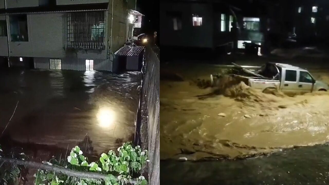 邵阳新邵暴雨河水暴涨至道路车辆被冲走 当地:转移480余人无伤亡