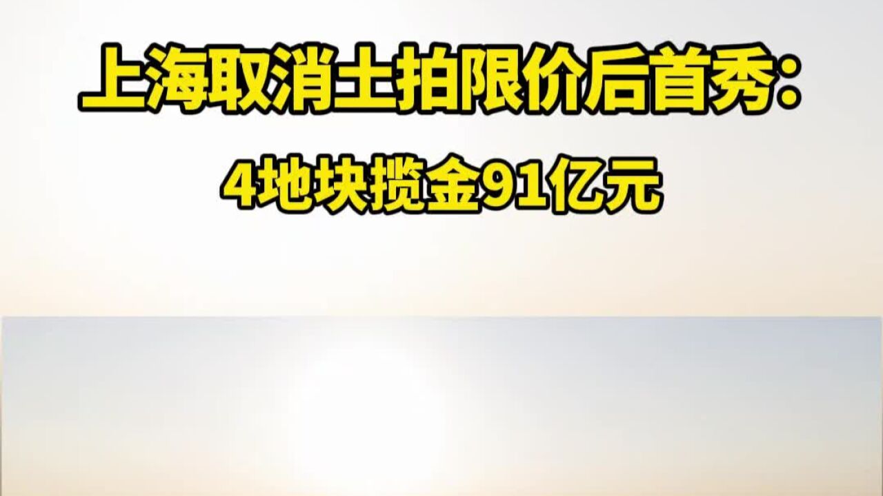 上海取消土拍限价后首秀:4地块揽金91亿元