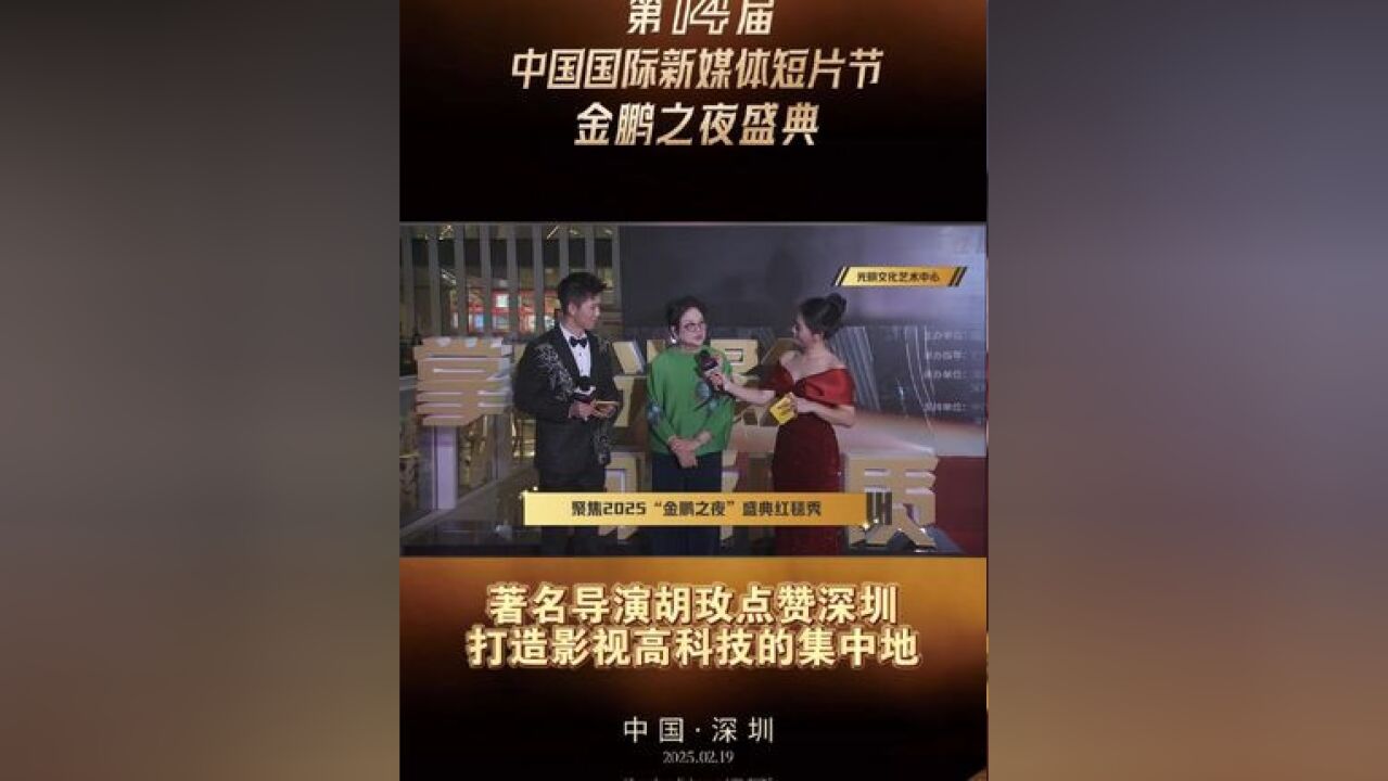 2月19日,广东深圳,著名导演胡玫参加“金鹏之夜”盛典红毯秀,点赞深圳,希望深圳打造影视高科技的集中地