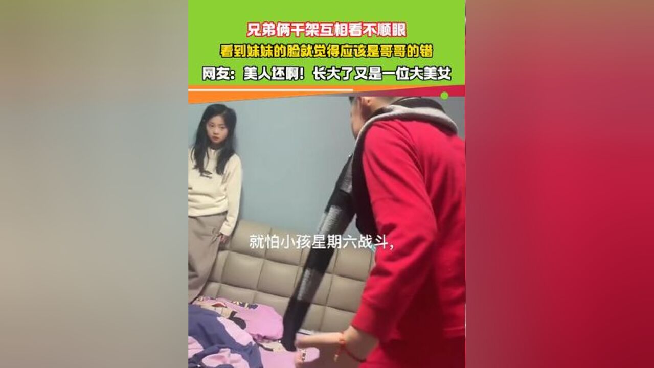 兄弟俩干架互相看不顺眼 看到妹妹的脸就觉得应该是哥哥的错 网友:美人坯啊!长大了又是一位大美女#干架#姐妹 #意想不到的结局