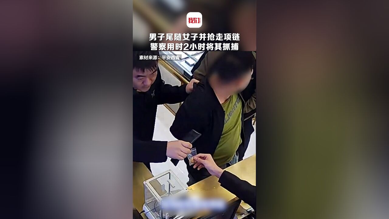 男子尾随女子并抢走项链 警察用时2小时将其抓捕