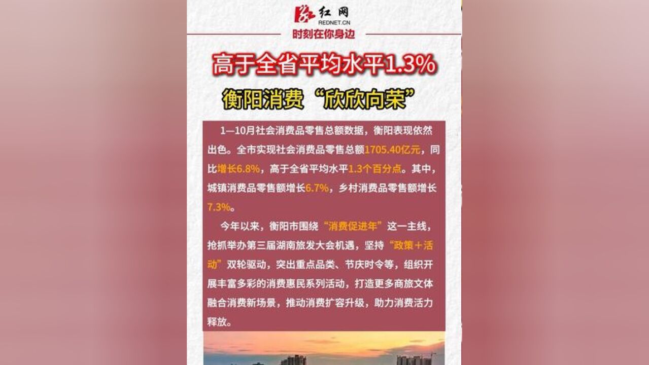 高于全省平均水平1.3%!衡阳消费欣欣向荣