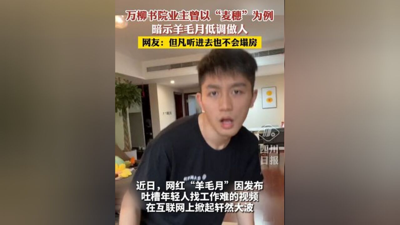 万柳书院业主曾以“麦穗”为例暗示羊毛月低调做人,网友:但凡听进去也不会塌房