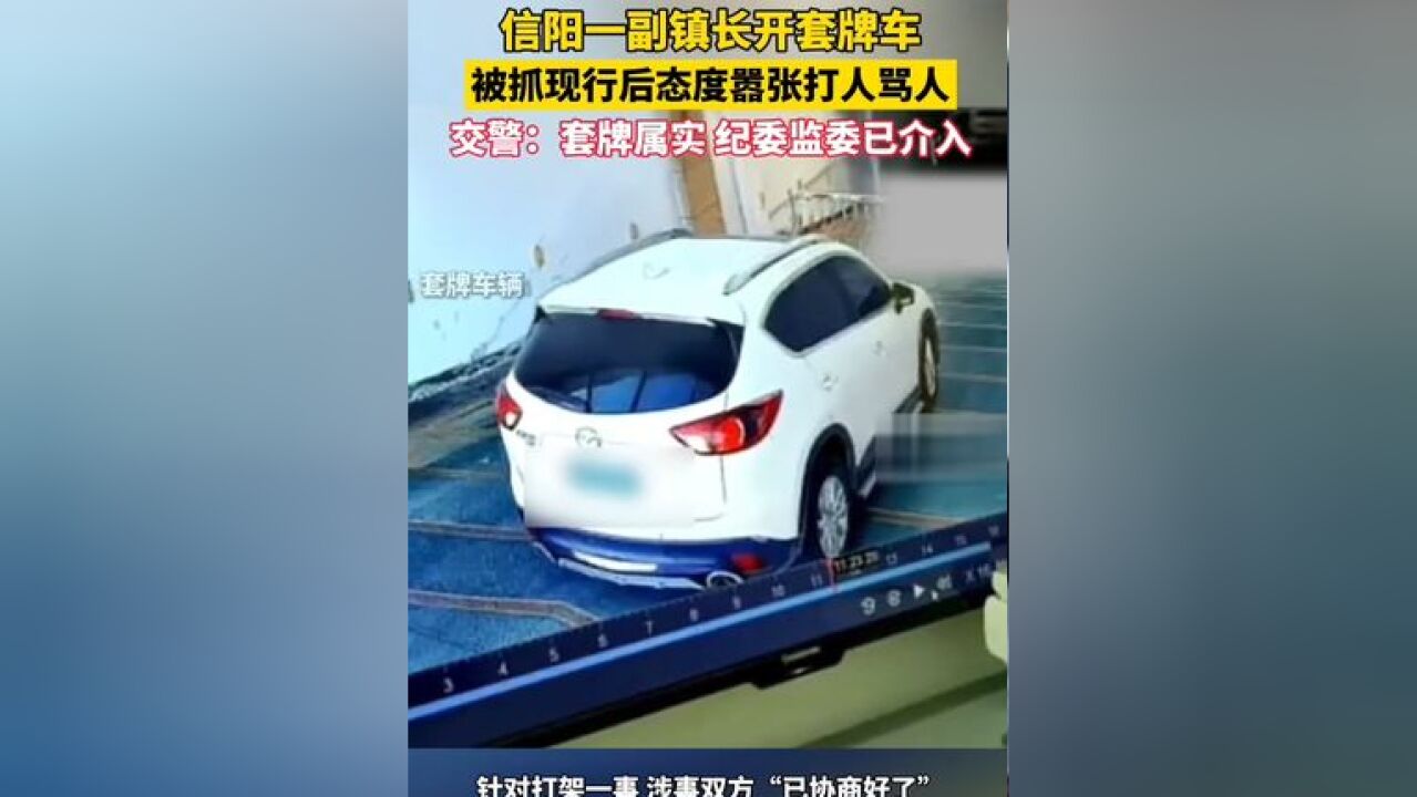 河南信阳一副镇长开套牌车 被抓现行后态度嚣张打人骂人 交警:套牌属实 纪委监委已介入