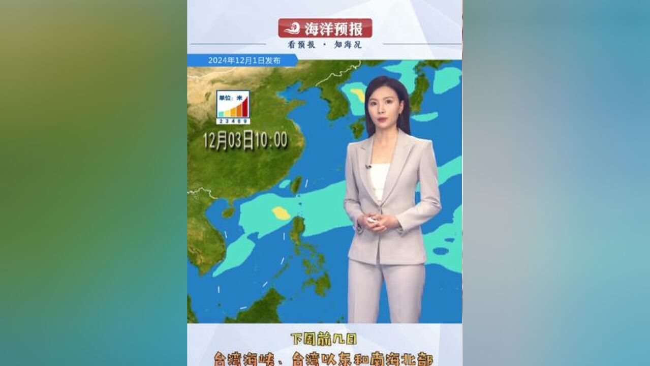 渤黄海和南海的浪区逐渐趋于平缓,但是3号开始南海北部会有新的大浪过程出现,后续台湾海峡、台湾以东和南海北部会不时有浪区扰动