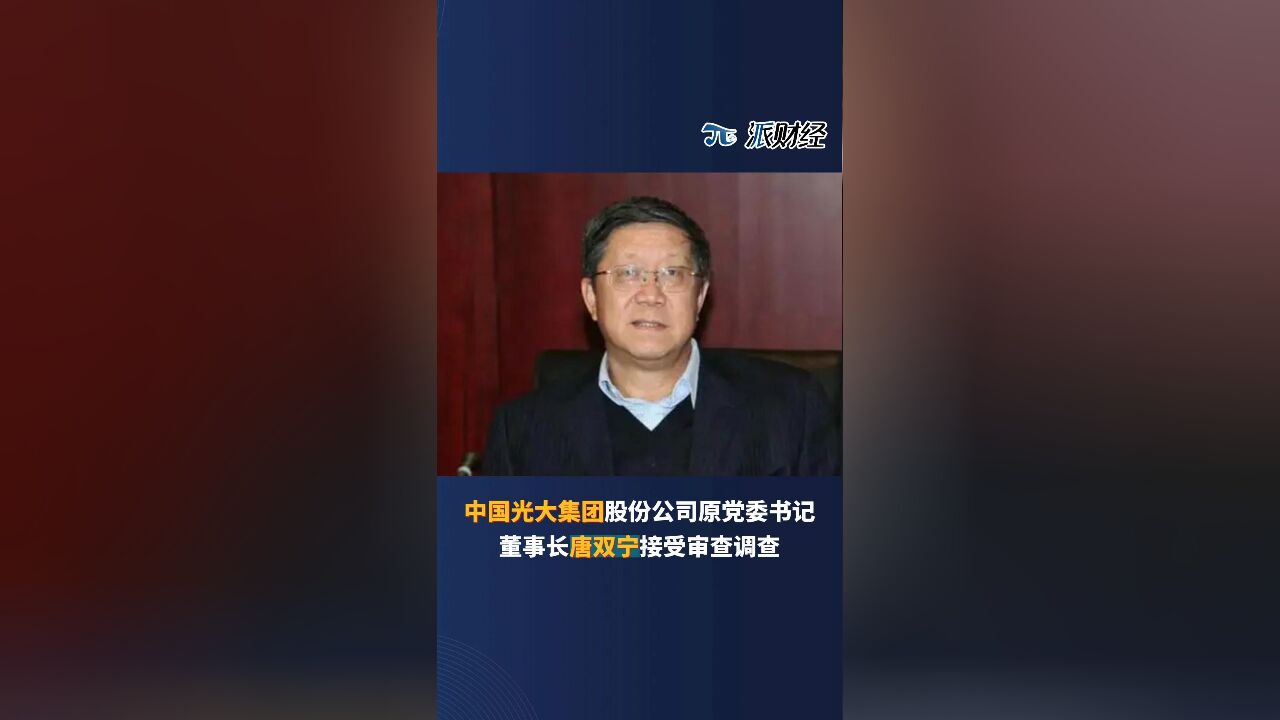 中国光大集团股份公司原党委书记董事长唐双宁接受审查调查