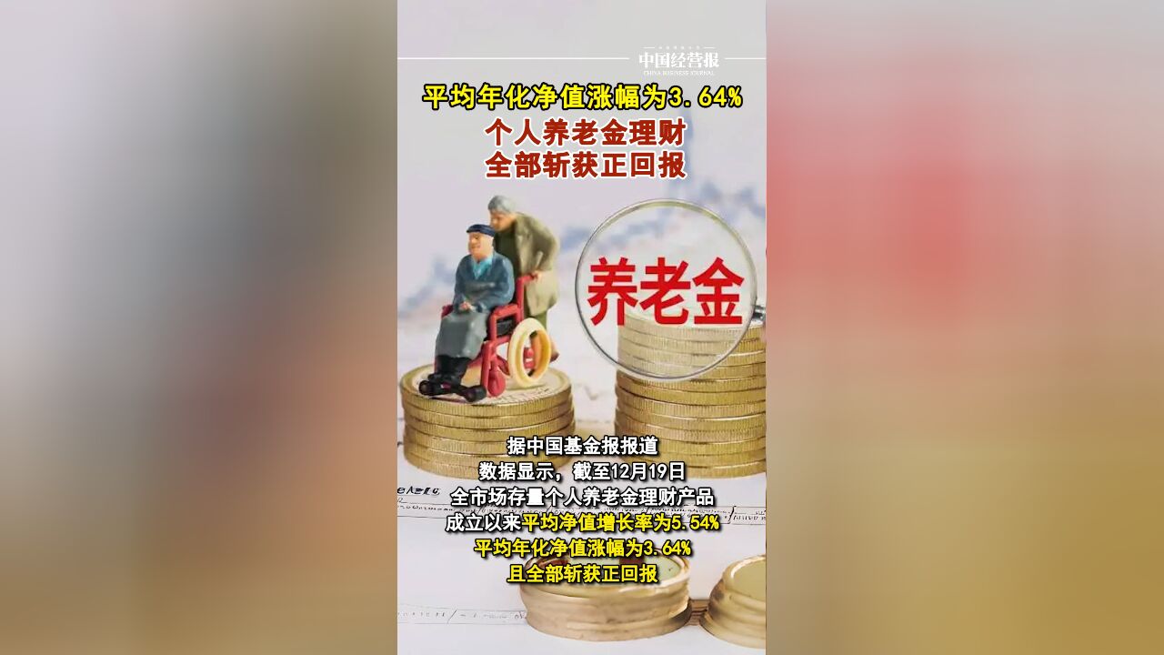 平均年化净值涨幅为3.64% ,个人养老金理财全部斩获正回报