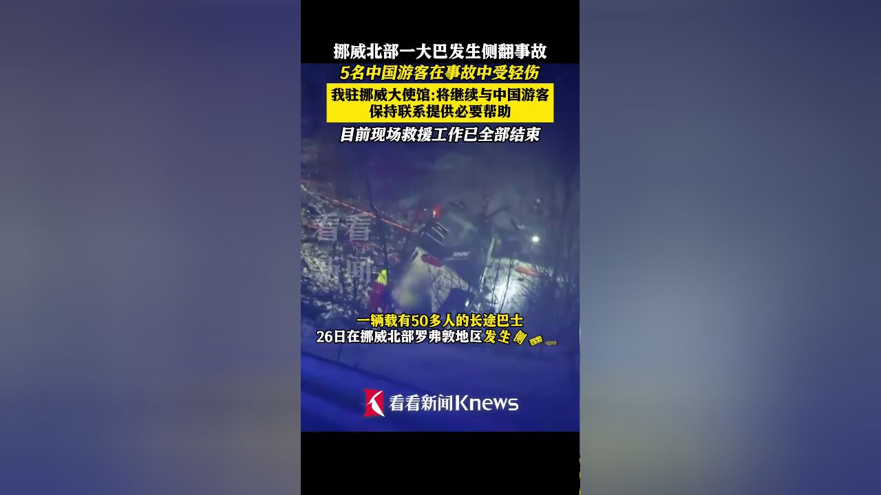 5名中国游客在挪威北部大巴车侧翻事故中受轻伤