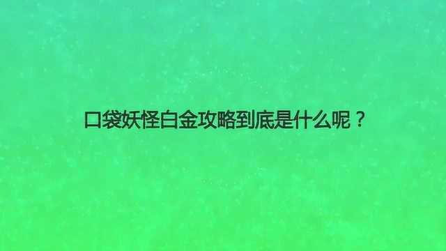 口袋妖怪白金攻略到底是什么呢?