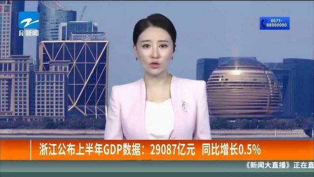 浙江公布上半年GDP数据:29087亿元 同比增长0.5%