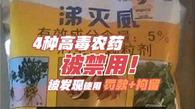 这4种高毒农药已经被禁用!使用被发现了罚款又拘留