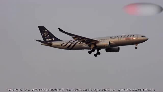 东方航空SkyTeam涂装的A330200羽田机场降落!