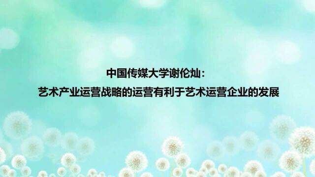 谢伦灿:艺术产业运营战略的运营有利于艺术运营企业的发展