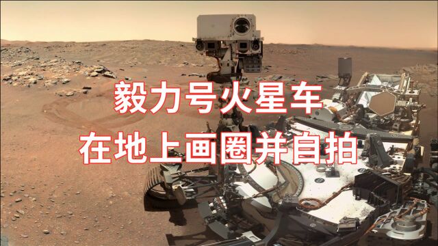 毅力号火星车,在地上画圈并自拍