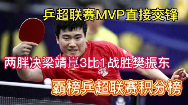 乒超联赛MVP直接交锋,两胖决梁靖崑战胜樊振东,霸榜乒超积分榜