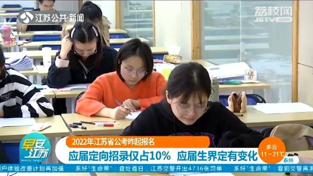 2022年江苏省公考报名开始 应届定向招录仅占10% 应届生界定有变化