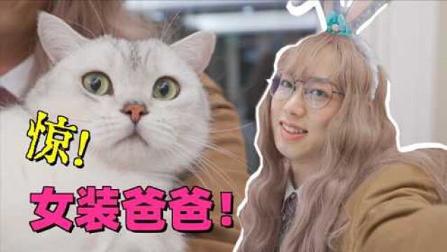 小伙全网600万粉丝穿JK女装惊艳全家!猫咪上下打量不敢认!