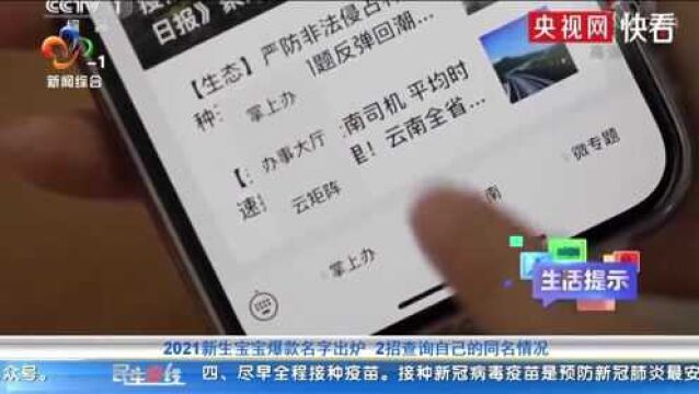 2021新生宝宝爆款名字出炉 2招查询自己的同名情况