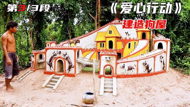 纪录片:国外小哥给狗狗建造豪华别墅,纯手工制作小奶狗太喜欢了(下)