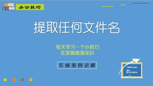 办公技巧:快速批量提取任何文件名称,关键一点要记牢,收藏起来吧