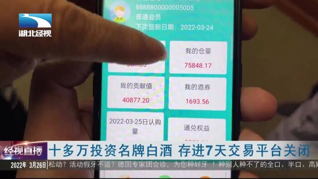 十多万投资名牌白酒 存进7天交易平台关闭
