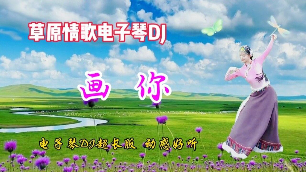 电子琴dj纯音乐《画你》超长版,经典草原情歌,动感好听