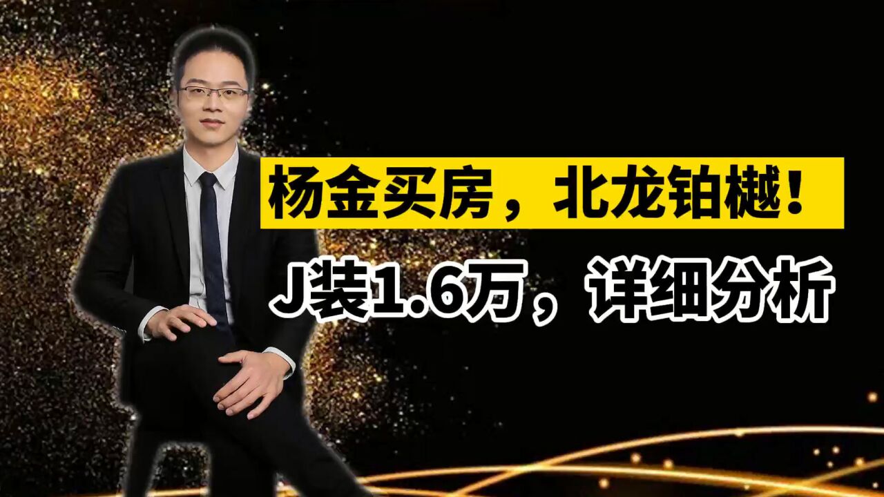 杨金买房,北龙铂樾!精装1.6万,详细分析