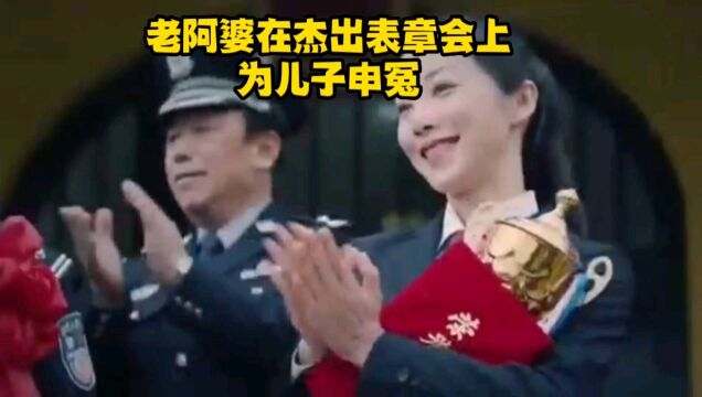 老阿婆在杰出表章会上,为儿不中冤