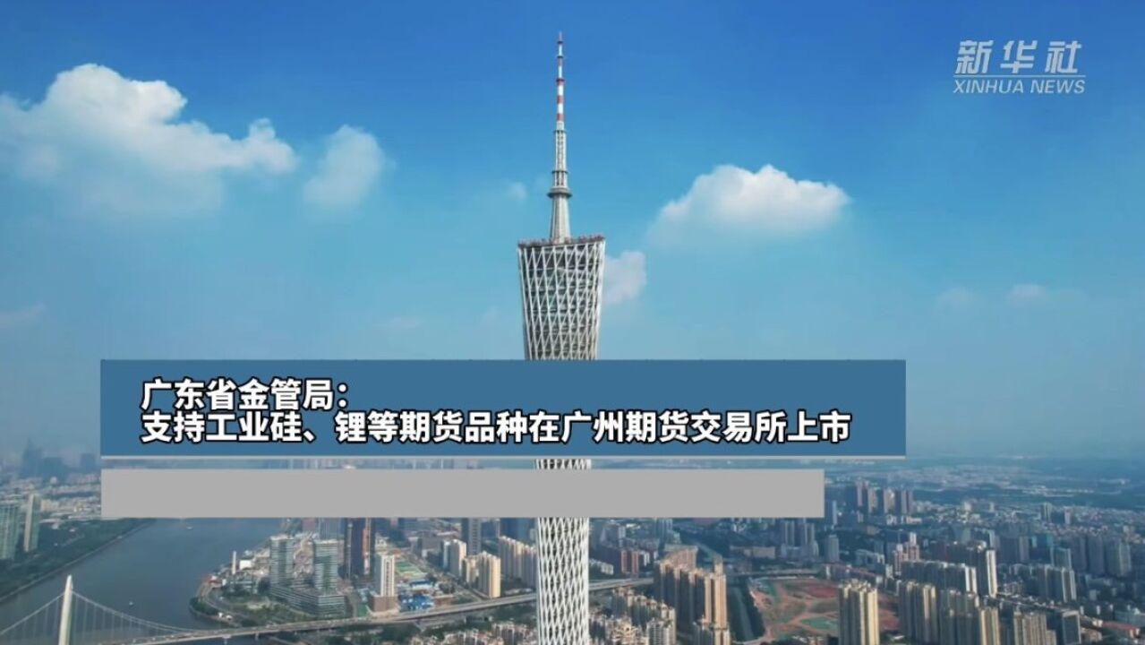 广东省金管局:支持工业硅、锂等期货品种在广州期货交易所上市