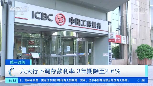 关注!六大行下调存款利率,3年期降至2.6%