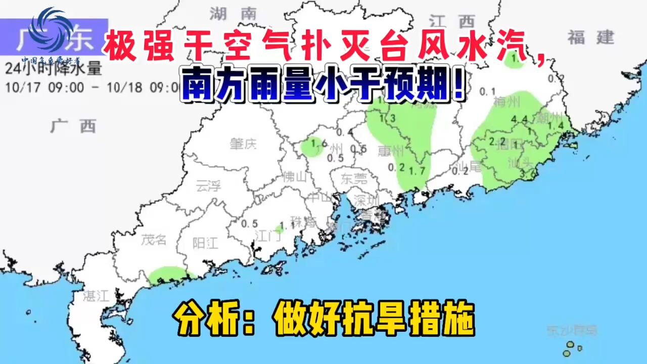 极强干空气扑灭台风水汽,南方雨量小于预期!分析:做好抗旱措施