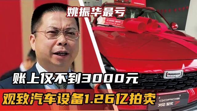 观致汽车设备1.26亿拍卖,账上仅不到3000元,姚振华最亏?