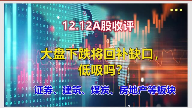 大盘下跌将回补缺口,低吸吗?证券、建筑、煤炭、房地产等板块