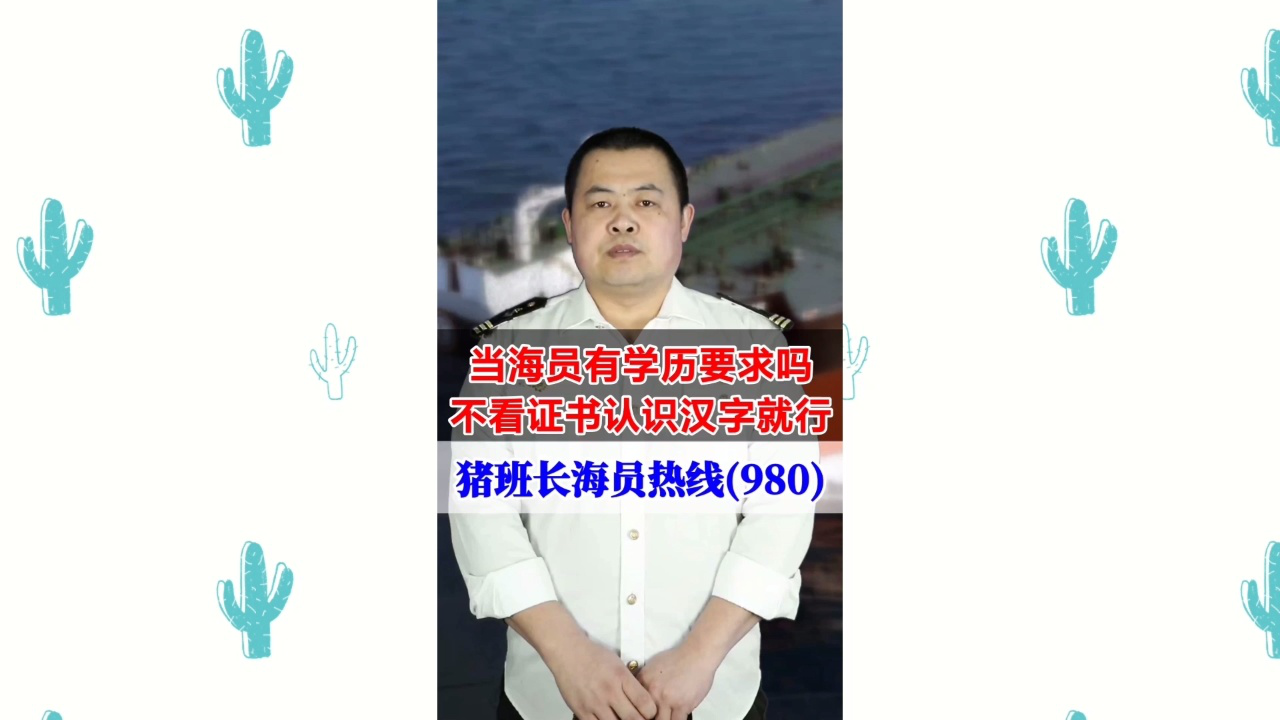 当海员有学历要求吗？不看证书认识汉字就行(猪班长海员热线980期)