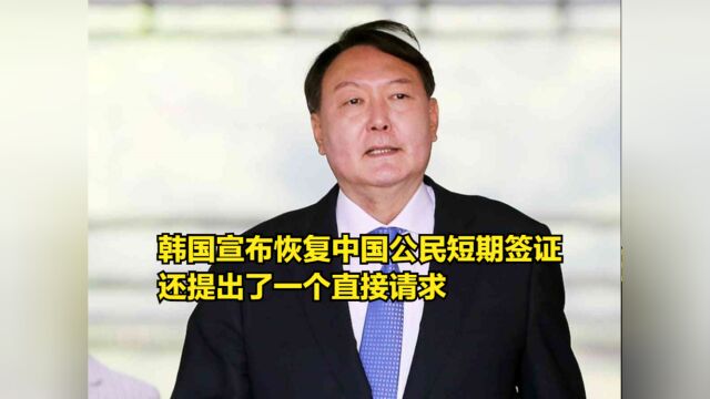 撑不住了,韩国宣布恢复中国公民短期签证,还提出了一个直接请求