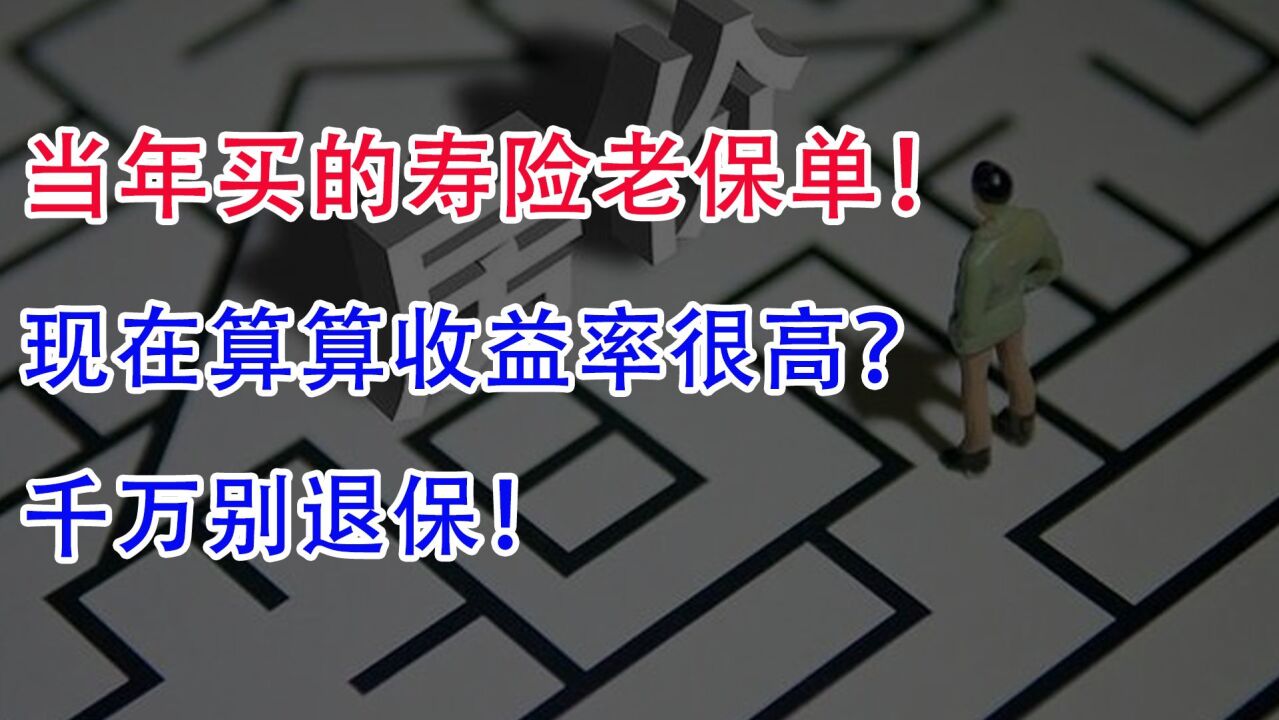 当年买的寿险老保单!现在算算收益率很高?千万别退保吗?