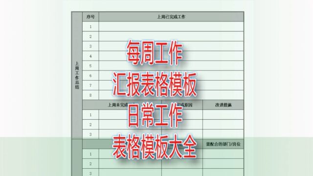 每周工作汇报表格模板,日常工作表格模板大全|第237记