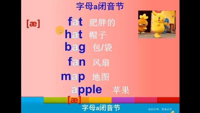 像拼音一样记单词 字母 a 闭音节