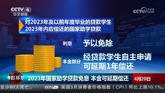 四部门发布通知:2023年国家助学贷款免息,本金可延期偿还