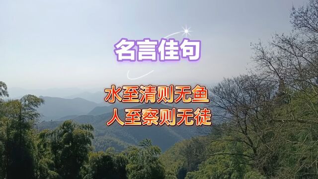 水至清则无鱼 人至察则无徒