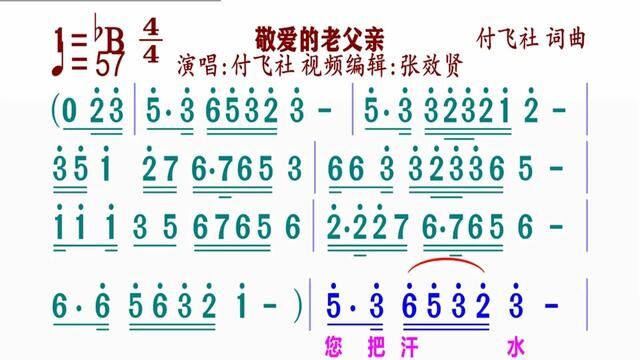 《敬爱的老父亲》简谱#动态谱