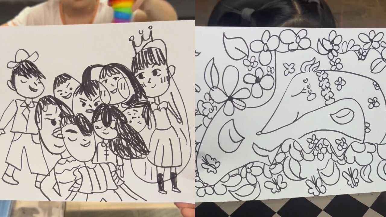 努力在天赋前不值一提,7岁女孩将随意涂鸦作成画