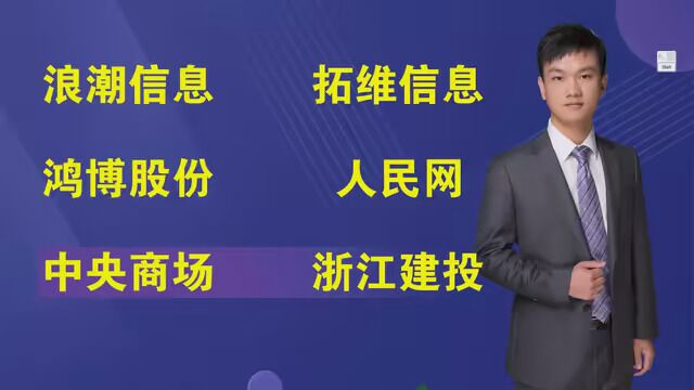 浪潮信息,拓维信息,鸿博股份,人民网,中央商场,浙江建投