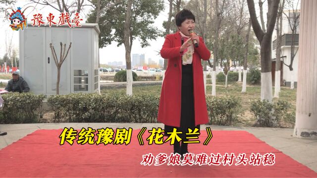 豫东民间戏曲演出,传统豫剧《花木兰》劝爹娘,舞台不分大小