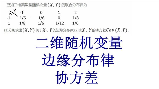 概率论与数理统计、二维随机变量边缘分布律、协方差