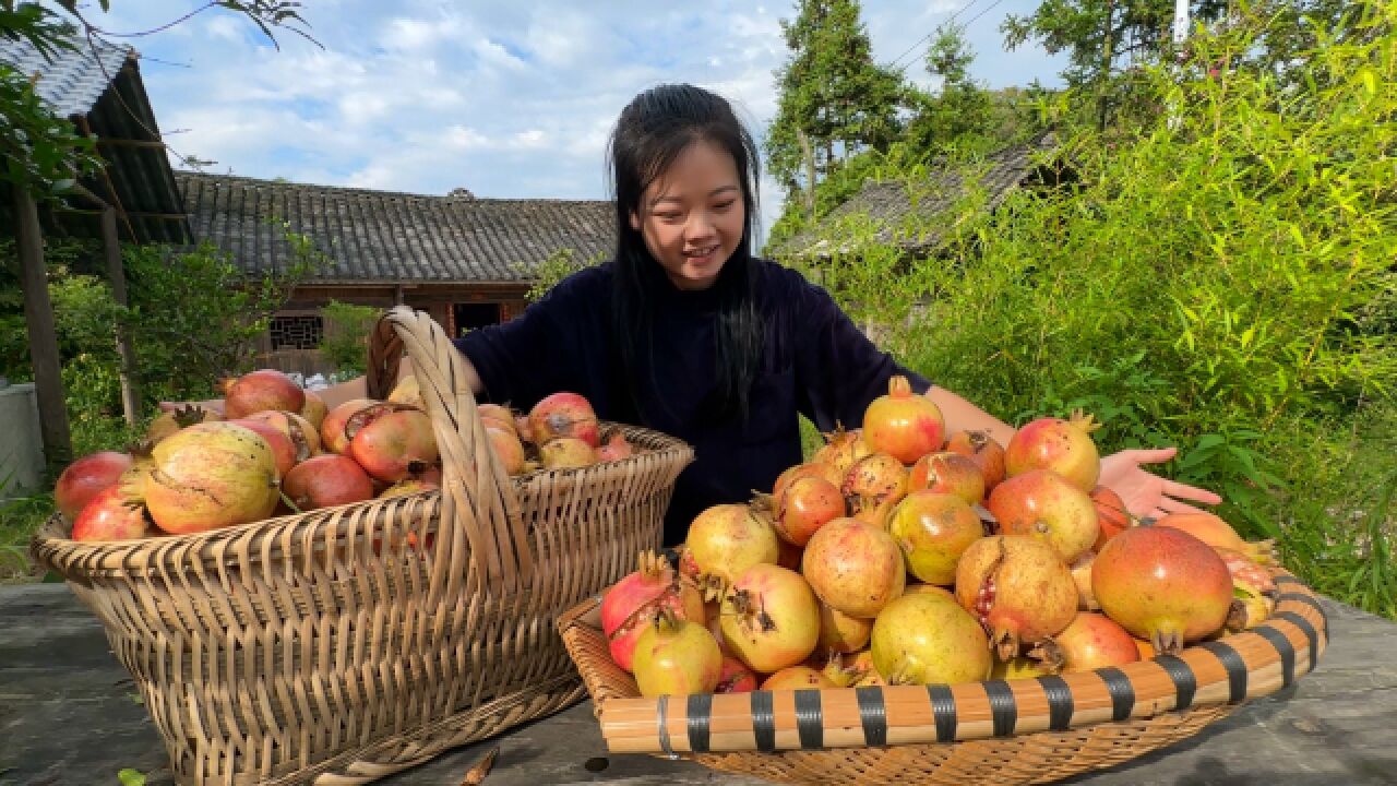 把家门口的石榴摘了,居然有60斤?