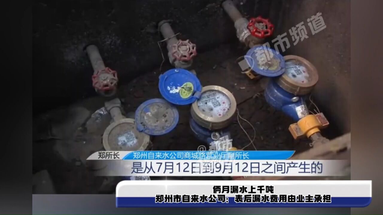 俩月漏水上千吨,郑州市自来水公司:表后漏水费用由业主承担