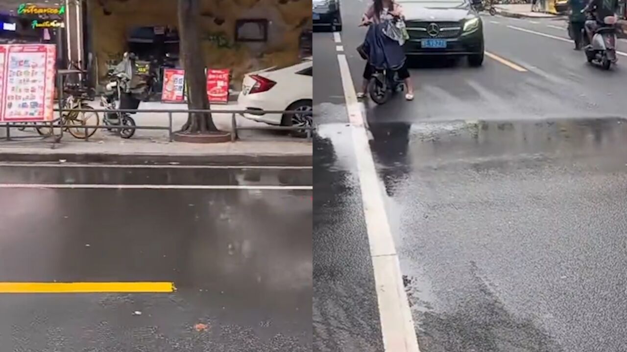 广东佛山街头局地降雨像一条线落下来 拍摄者:这种情况第一次见