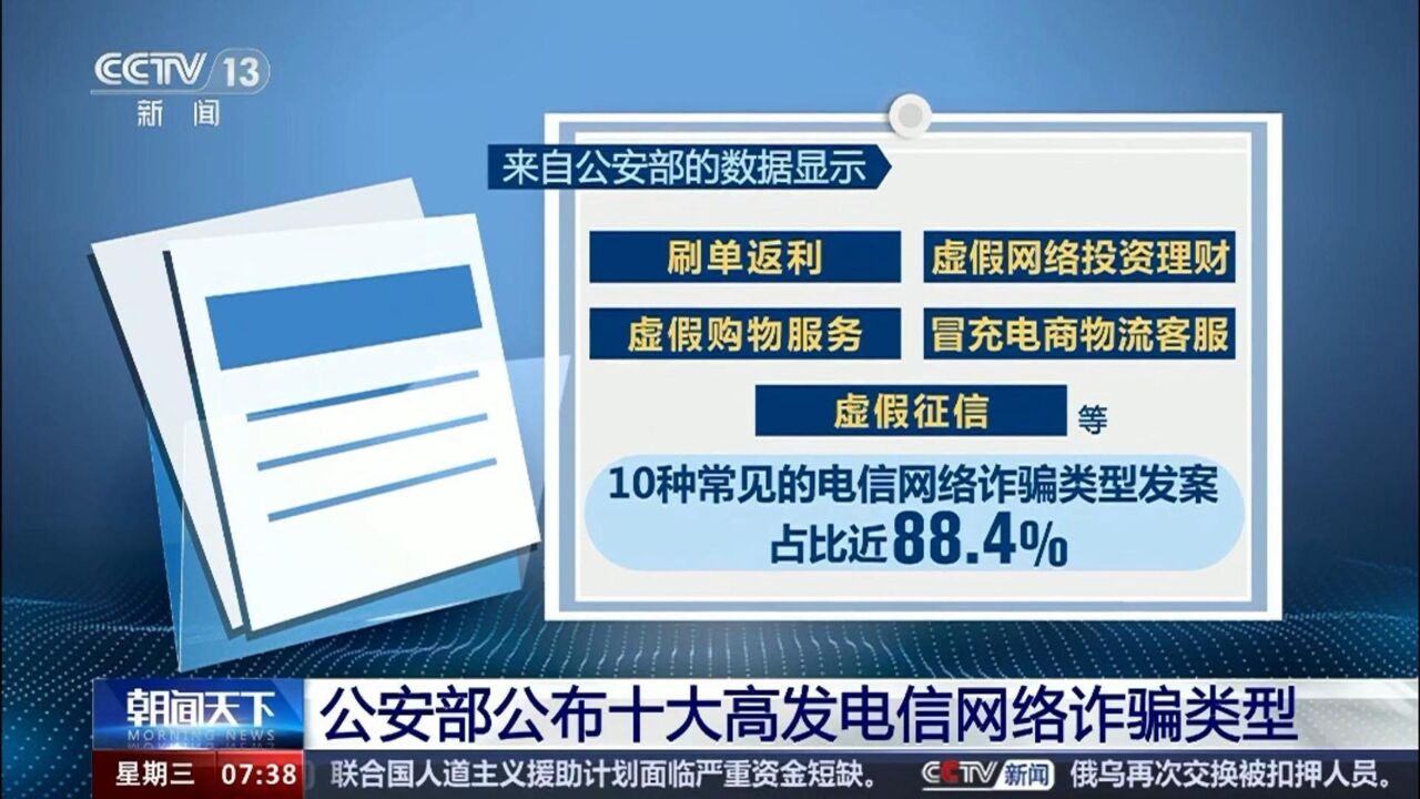 公安部公布十大高发电信网络诈骗类型